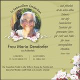 Traueranzeige Maria Dendorfer