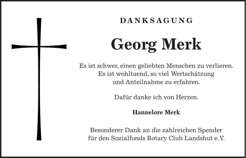 Traueranzeige Georg Merk