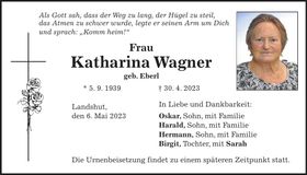 Traueranzeige Katharina Wagner