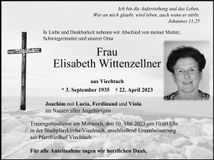 Traueranzeige Elisabeth Wittenzellner
