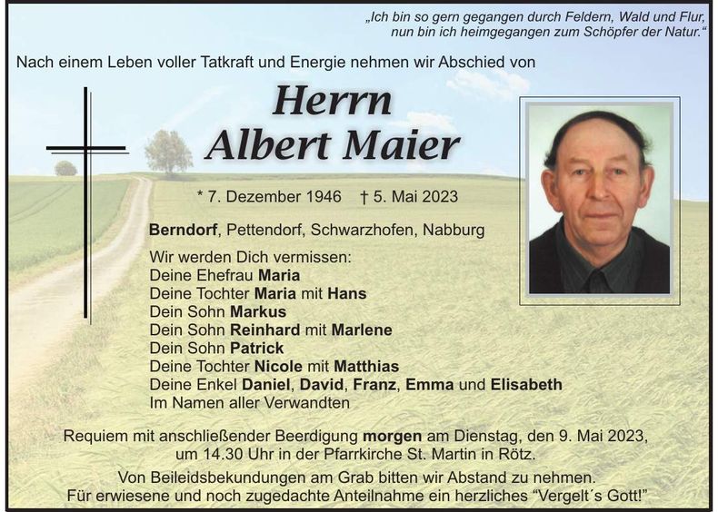 Traueranzeige Albert Maier