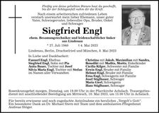 Traueranzeige Siegfried Engl