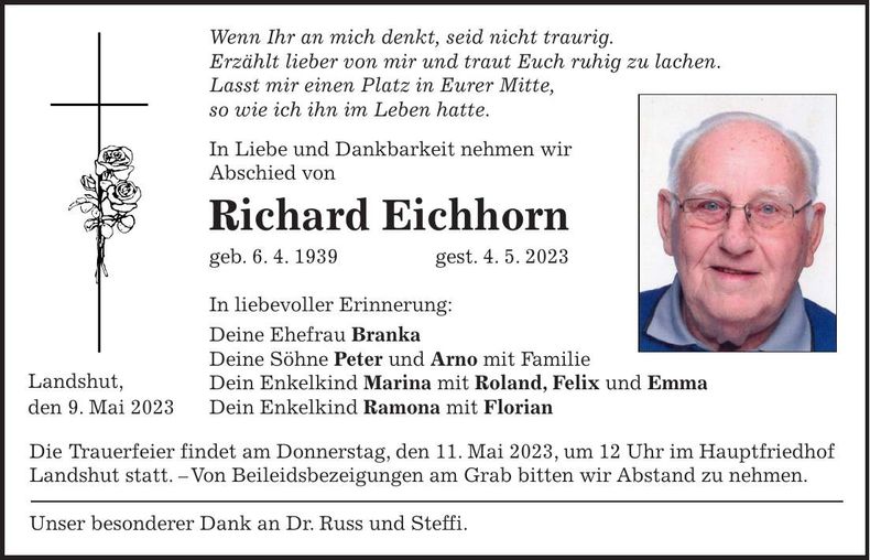 Traueranzeige Richard Eichhorn