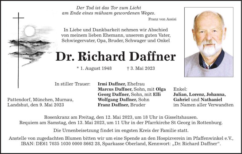 Traueranzeige Richard Daffner