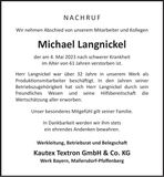 Traueranzeige Michael Langnickel