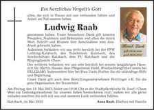 Traueranzeige Ludwig Raab