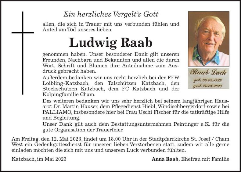 Traueranzeige Ludwig Raab