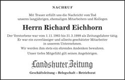 Traueranzeige Richard Eichhorn