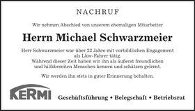Traueranzeige Michael Schwarzmeier