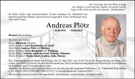 Traueranzeige Andreas Plötz