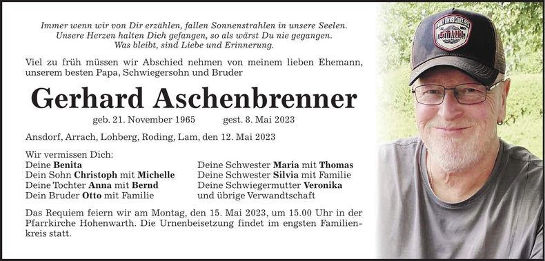 Traueranzeige Gerhard Aschenbrenner