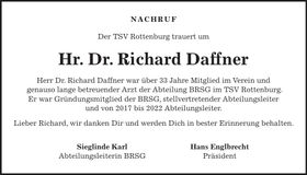 Traueranzeige Richard Dr. Daffner