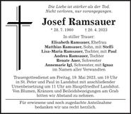 Traueranzeige Josef Ramsauer