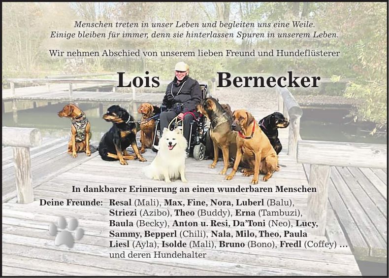 Traueranzeige Lois Bernecker