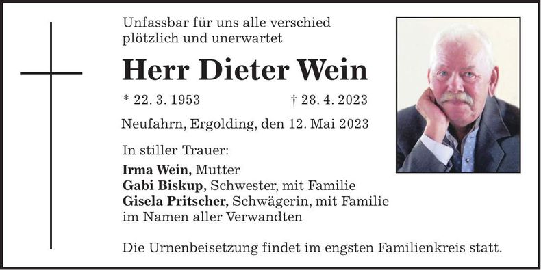 Traueranzeige Dieter Wein