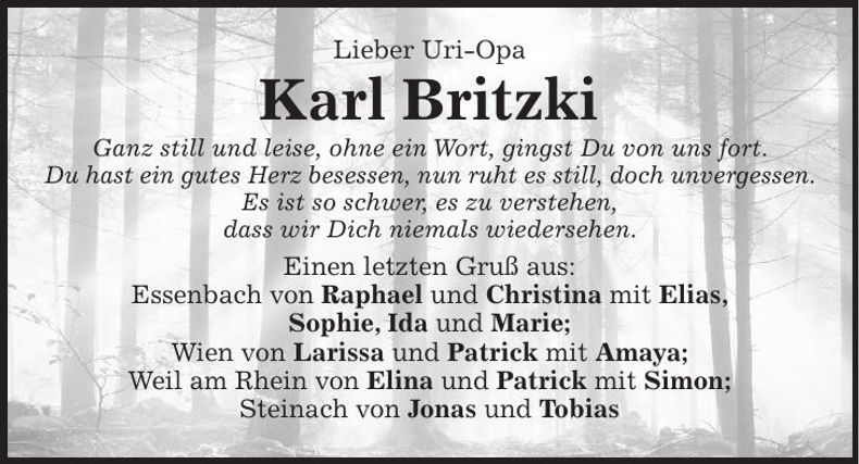 Traueranzeige Karl Britzki