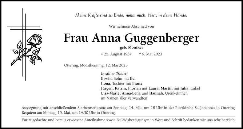 Traueranzeige Anna Guggenberger