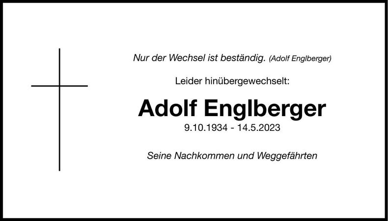 Traueranzeige Adolf Englberger