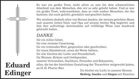 Traueranzeige Eduard Edinger