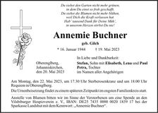 Traueranzeige Annemie Buchner
