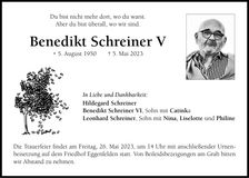 Traueranzeige Benedikt Schreiner V