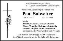 Traueranzeige Paul Salwetter