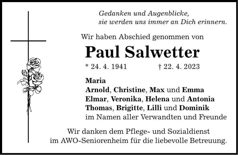 Traueranzeige Paul Salwetter