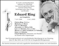 Traueranzeige Eduard Ring