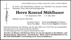 Traueranzeige Konrad Mühlbauer