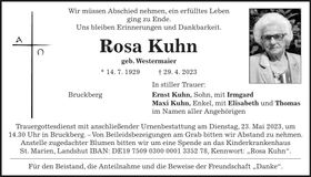 Traueranzeige Rosa Kuhn