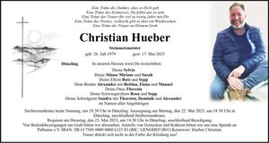 Traueranzeige Christian Hueber