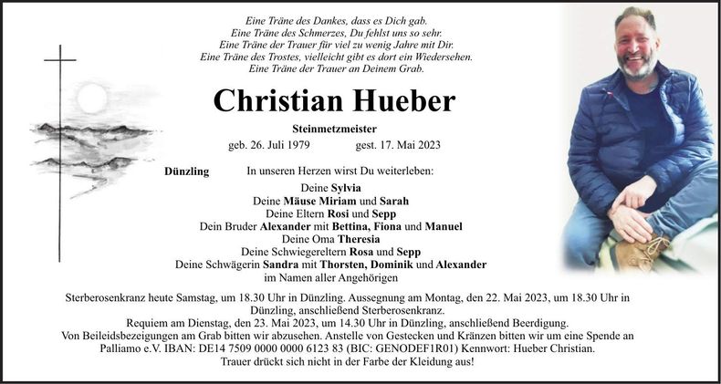Traueranzeige Christian Hueber