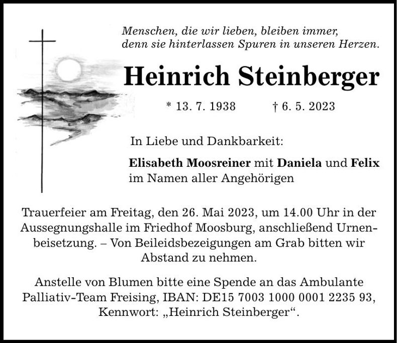 Traueranzeige Heinrich Steinberger