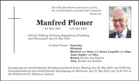 Traueranzeige Manfred Plomer