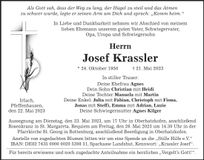 Traueranzeige Josef Krassler