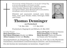 Traueranzeige Thomas Denninger