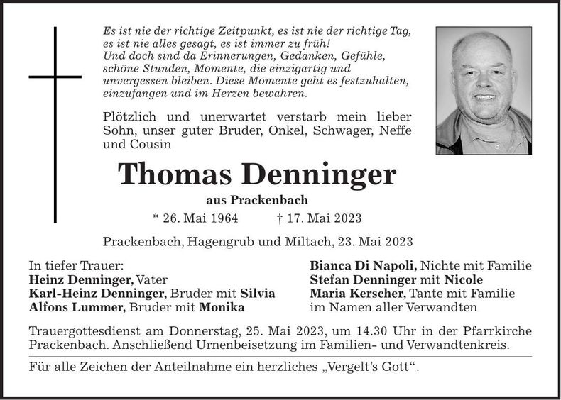 Traueranzeige Thomas Denninger