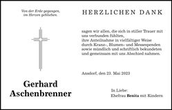 Traueranzeige Gerhard Aschenbrenner