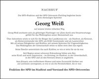 Traueranzeige Georg Weiß