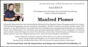 Traueranzeige Manfred Polmer