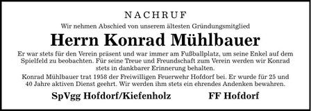 Traueranzeige Konrad Mühlbauer