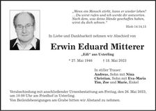 Traueranzeige Erwin Eduard Mitterer