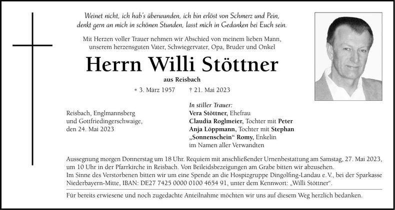 Traueranzeige Willi Stöttner