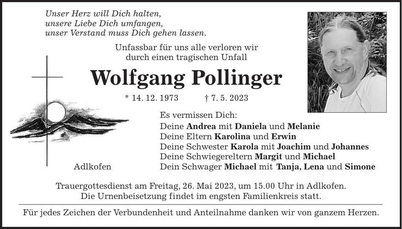 Traueranzeige Wolfgang Pollinger