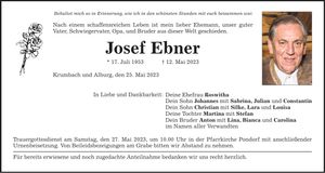 Traueranzeige Josef Ebner