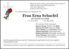 Traueranzeige Erna Schachtl