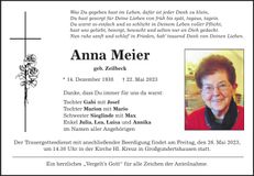 Traueranzeige Anna Meier