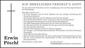Traueranzeige Erwin Pöschl