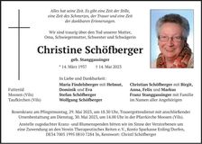 Traueranzeige Christine Schöfberger