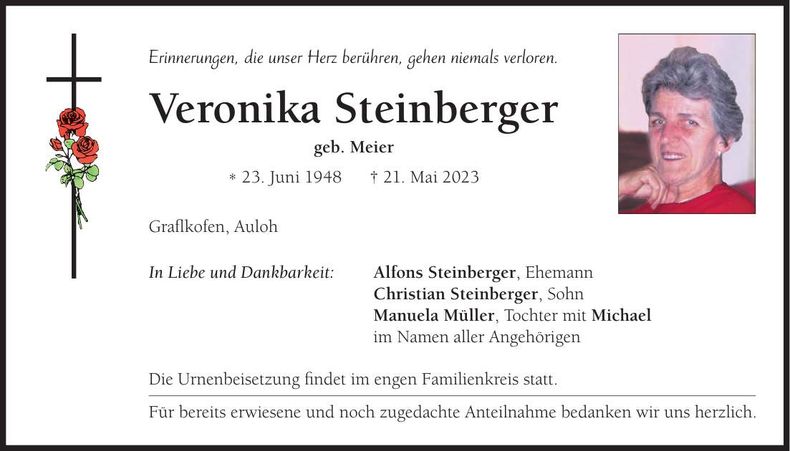 Traueranzeige Veronika Steinberger